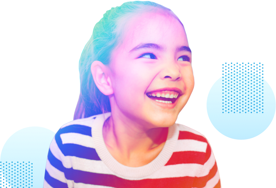 A young, happy girl smiling.